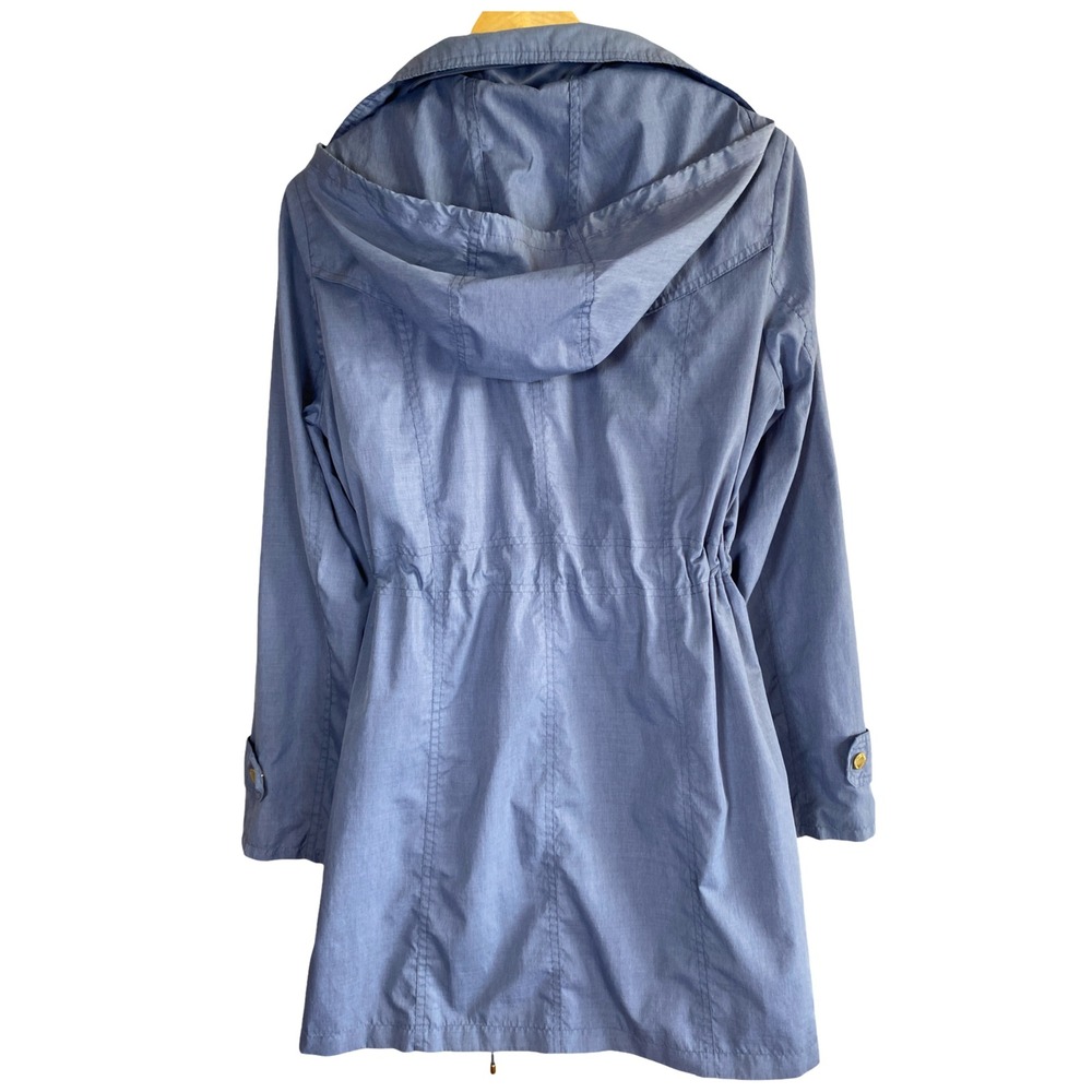 Ellen Tracy Womens Blue Hooded Anorak Jacket Drawstring‎ Waist Size Large - Picture 2 of 12